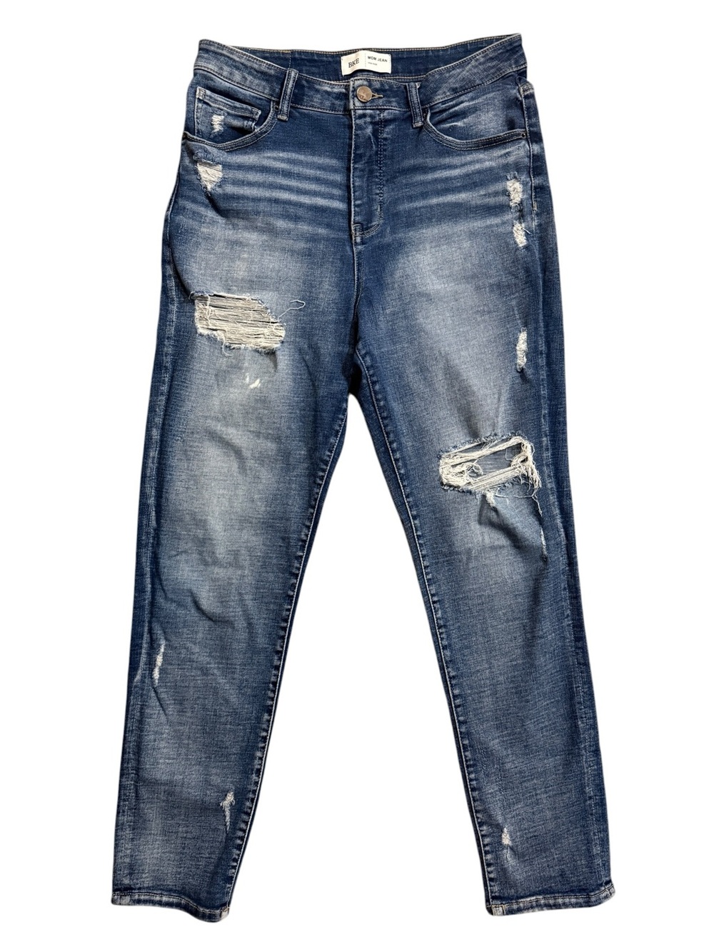 BKE inseam 28” size 29 MOM Jeans in Blue Distressed Wash